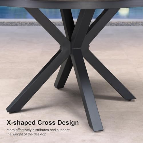 PURPLE LEAF Oversized Patio Round Dining Set 5 Pieces - Image 7