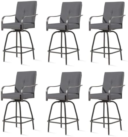 Outdoor Swivel Bar Stools Set of 6, High Top Patio Chairs by STRPRETTYBASIC