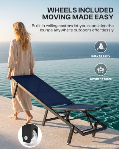 Outdoor Lounge Chair Set of 4, Aluminum Pool Lounge Chairs - Image 3