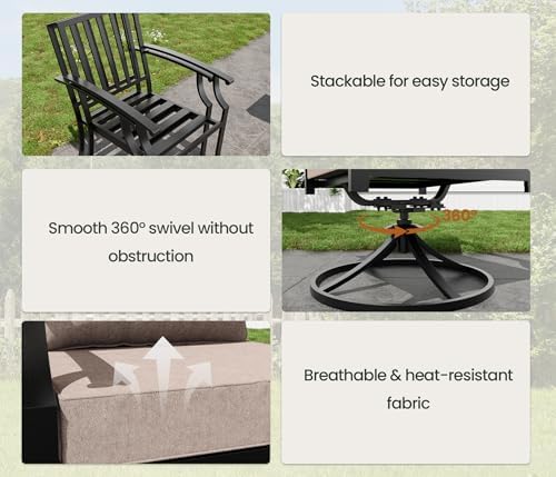 7 PCS Outdoor Patio Dining Set, Patio Table and Chairs Metal Outdoor Patio - Image 4