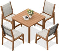 HDPE Outdoor Dining Set, Patio Square Table and 4 Textilene Chairs by Suunyn