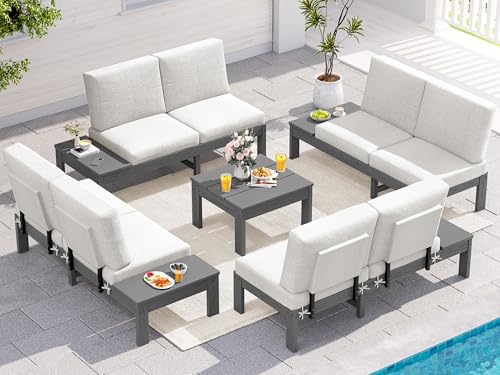 SERWALL HDPE Patio Furniture Set, 8 Seats Outdoor Sectional by SERWALL