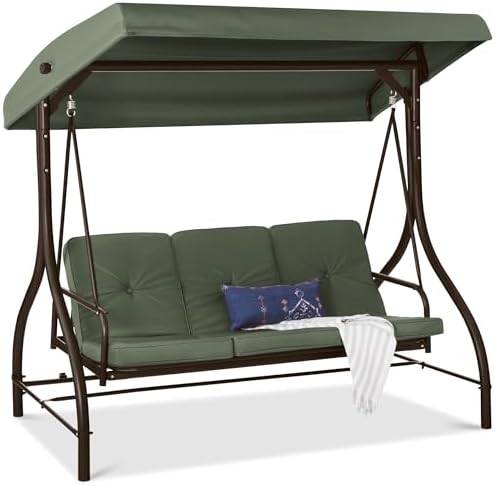 Best Choice Products 3-Seat Outdoor Large Converting Canopy Swing Glider by BestChoiceProducts