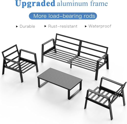Aluminum Outdoor Patio Furniture Set, 4 Piece Sectional Coversation Sets - Image 4