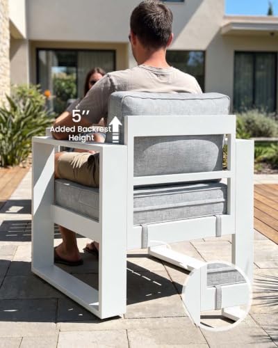 4 Pieces Aluminum Outdoor Patio Furniture Set, Metal Modern Conversation Sofa - Image 5