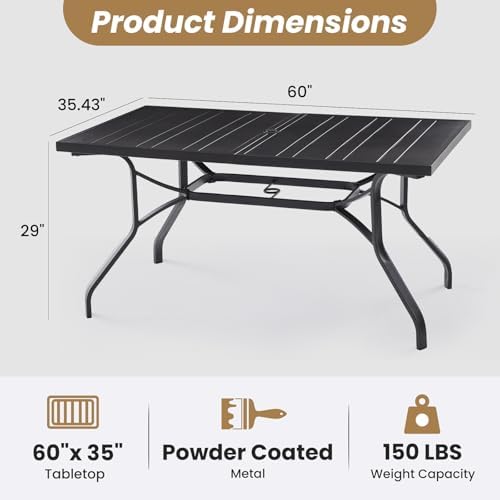 Soohow Outdoor Dining Table 60"x35", Rectangle Patio Table - Image 3