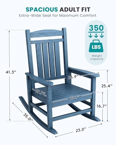 SERWALL Outdoor Rocking Chair Set of 2, Patio Rocking Chair - Image 3