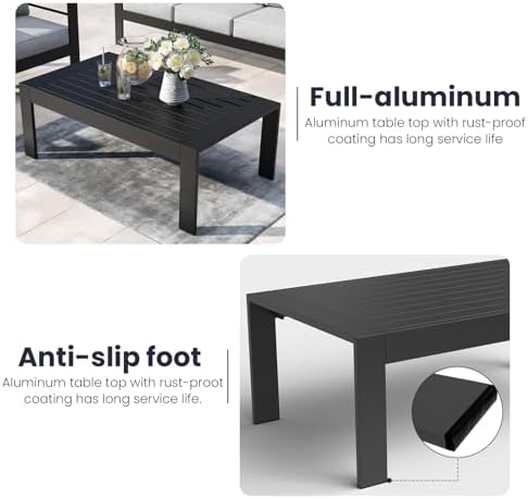 Outdoor Rectangle Patio Aluminum Coffee Tables - Image 6