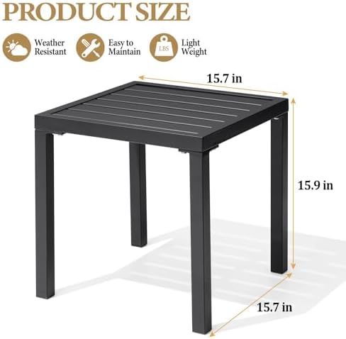 Outdoor Metal Side Table, Patio Small Square End Table - Image 3