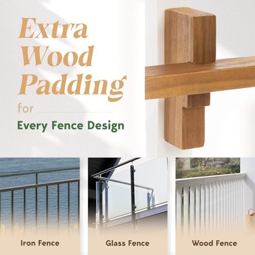 FSC Acacia Wood Folding Railing Bar Table, Adjustable, 27.56" × 23.44" - Image 5