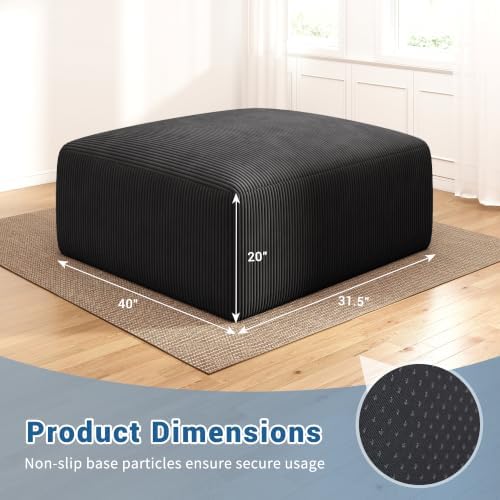 40" Oversized Square Corduroy Ottoman, Large Ottoman Pouf Footstool - Image 2