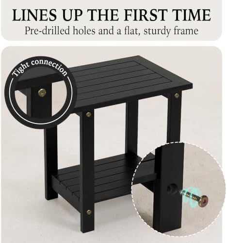 Small Wood Side Table, 2-Tier Acacia End Table, Indoor and Outdoor - Image 5
