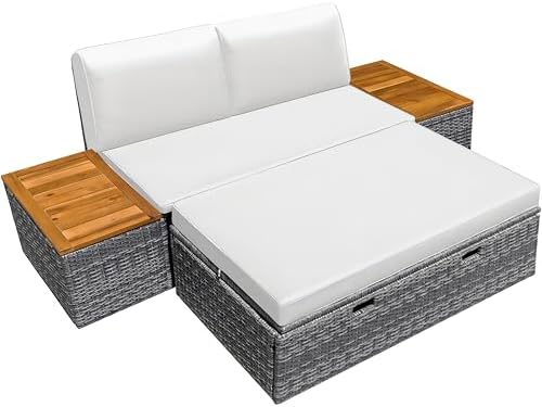 Greesum Outdoor Daybed Set Multifunctional Wicker Lounge Bed Furniture - Image 3