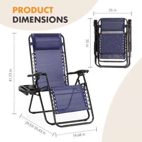 NEWBULIG Zero Gravity Chairs Set of 2, Folding Lounge Recliner Chair - Image 3