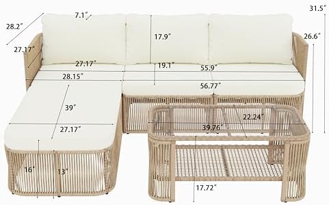 VilroCaz Outdoor PE Rattan Patio Furniture Sectional Sofa Set - Image 4