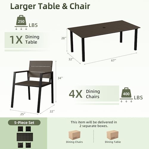 Outdoor Table and Chairs for 4 Aluminum Patio Dining Set - Image 6