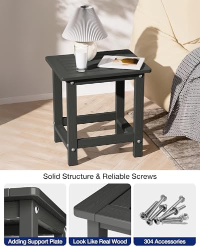 YEFU Outdoor Side Table Set of 2, All-Weather, Maintenance Free, Dark Gray - Image 6