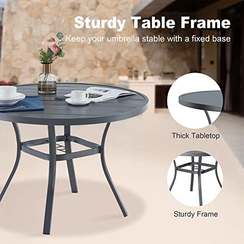 VICLLAX Round Patio Dining Table, 41 inch Metal Outdoor Dining Table - Image 4