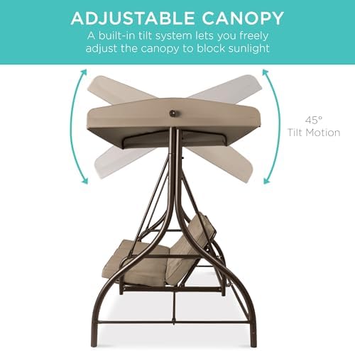 Best Choice Products 3-Seat Outdoor Large Converting Canopy Swing Glider - Image 5
