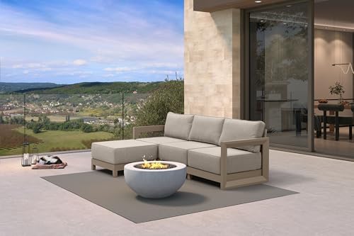 PURPLE LEAF Patio Furniture Set 4 Pcs L-Shaped Couch w/Ottoman - Image 2