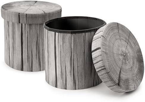 Sorbus Tree Stump Stool, 15 Inch Storage Ottoman & Footrest by Sorbus