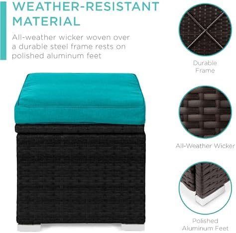 Best Choice Products Set of 2 Wicker Ottomans, Additional Seating, Side Table - Image 5