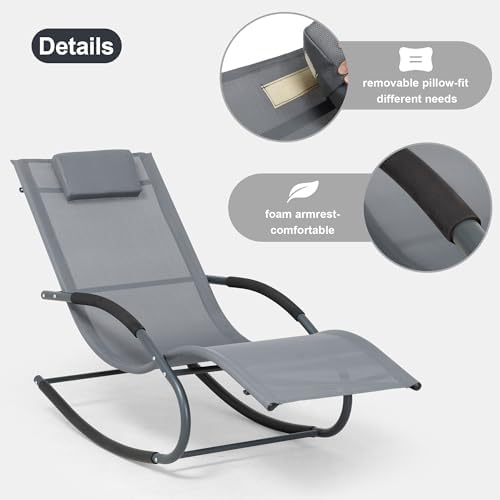 Outdoor Lounge Chair with Pillow, Pool Lounger - Image 5