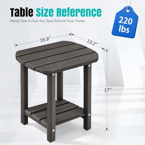 2-Tier Patio Side Table, Heavy Duty HDPE Outdoor End Table - Image 3