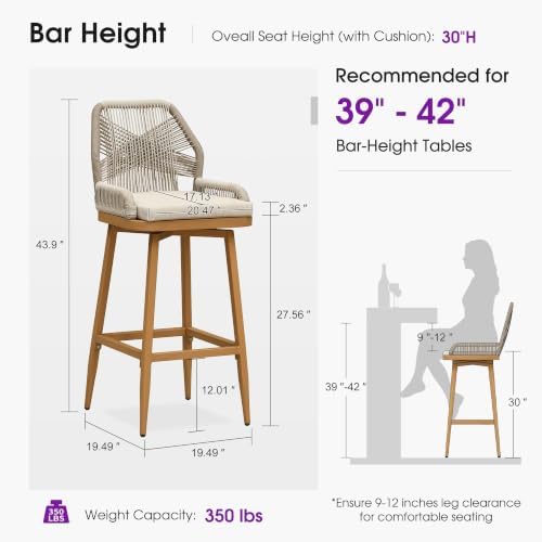 PURPLE LEAF Swivel Bar Height Stools Set of 4 - Image 2