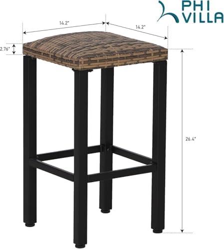 PHI VILLA Outdoor Bar Stools Set of 4, 26”Counter Height - Image 2