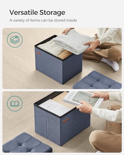 SONGMICS Small Folding Storage Ottoman, 15.7 x 12.2 x 12.2 Inches - Image 5