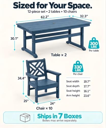 12 Piece HDPE Outdoor Dining Set - Image 6