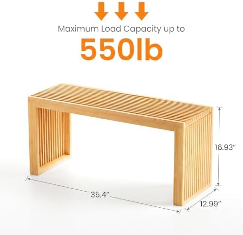 APRTAT Bamboo Dining Bench 17 Inch Indoor Wooden Shoe Benches - Image 3