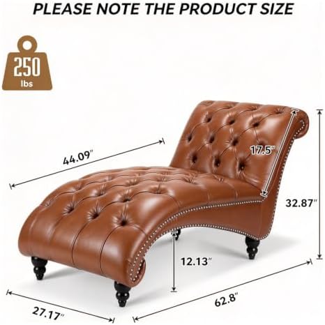 62.8" Faux Leather Chaise Lounge Indoor - Image 2