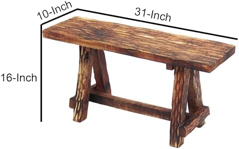 The Urban Port Wooden Garden Patio Bench, Cappuccino Brown - Image 3