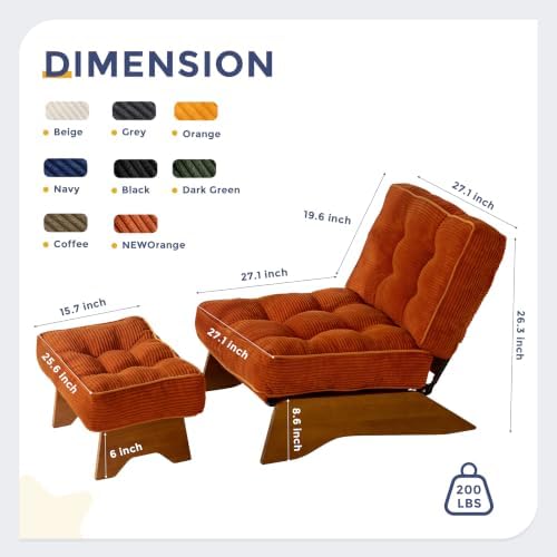 MAXYOYO Accent Chair with Ottoman, Lounge Chair with Adjustable Backrest - Image 2