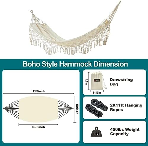 JoyView Boho Macrame Double Hammock - Image 3