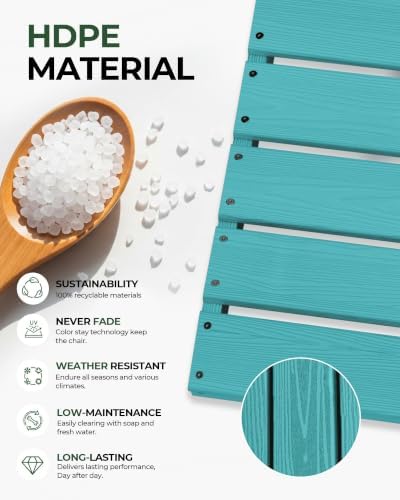 HDPE Outdoor Patio Dining Chairs - Image 4