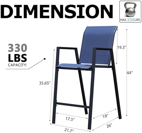 Outdoor Bar Stools Set of 4, Stackable Patio Bar Chairs, Bistro Chairs - Image 2