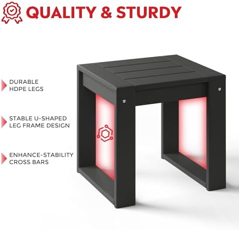 Rockaway Modern Outdoor HDPE Rectangle Patio Side Table - Image 3
