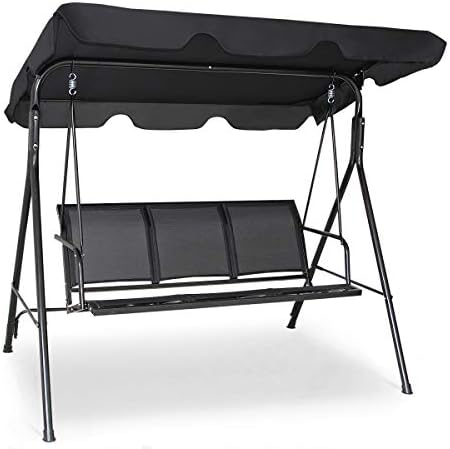 TANGKULA 3 Person Patio Swing, Steel Frame by TANGKULA