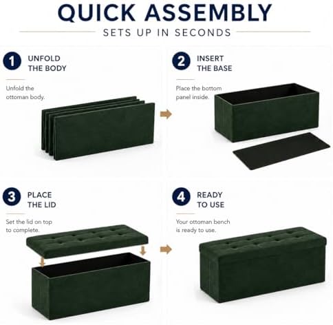 ALASDO 43 Inch Folding Storage Ottoman Bench - Image 4