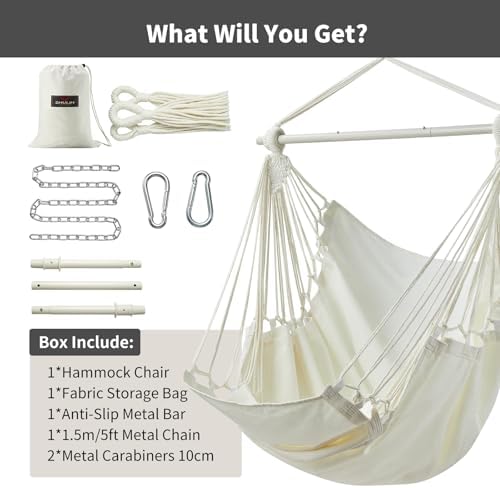 XL Hammock Chair with Footrest, Steel Spreader Bar, 500 lb Capacity - Image 5