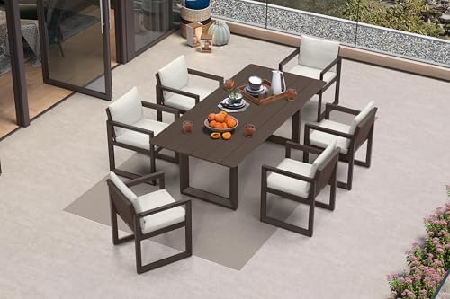 PURPLE LEAF Patio Dining Set for 6 Modern Table Set, Soft Cushions by Unknown