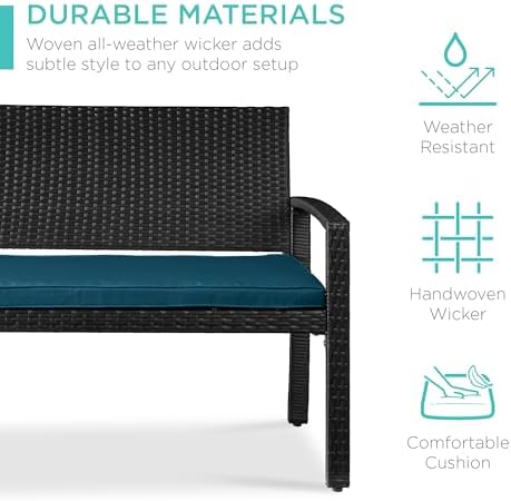 Best Choice Products Outdoor Bench 2-Person Wicker Garden Patio Benches Seating - Image 5