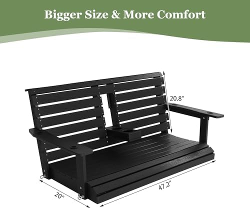 Poly Lumber 2-Seat Porch Swing, HIPS 4.5-Feet Bench Swing - Image 5