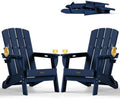 Folding Adirondack Chairs Set of 2, 2 Cup Holders, Tibetan Blue by Suunyn