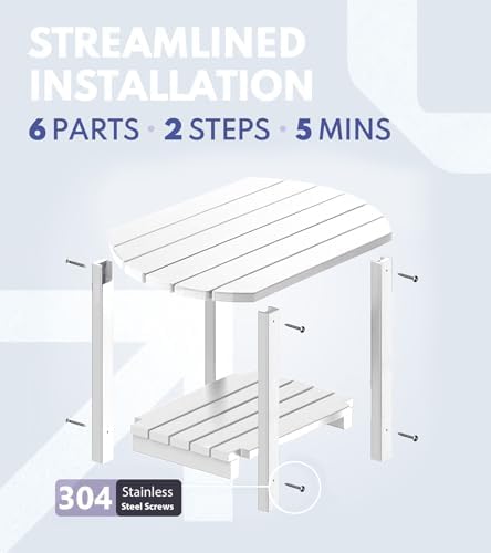 Outdoor Side Table, 2-Tier Storage Patio Side Table, HDPE Adirondack Side Table - Image 6