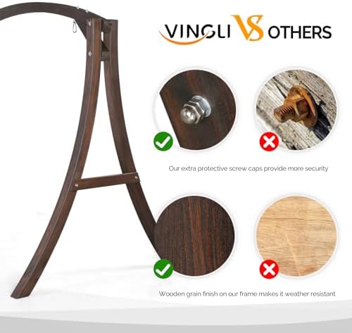 VINGLI 6.7FT Wooden Porch Swing Frame, 1000-lb A-Frame Stand - Image 3