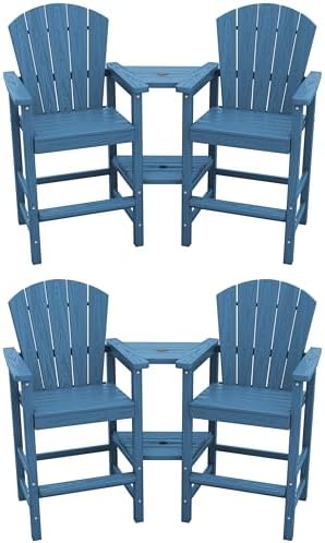 SERWALL Tall Adirondack Chairs Set of 4, HDPE Bar Height Outdoor Chairs by SERWALL